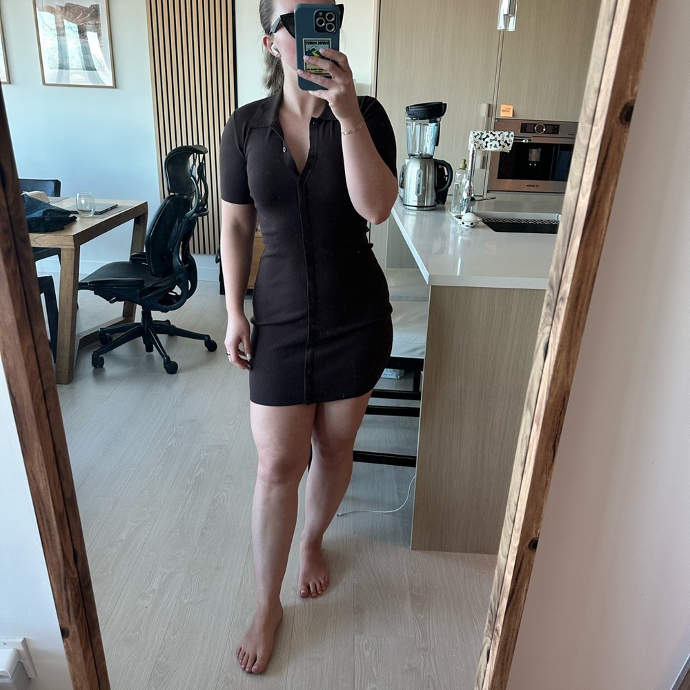 Sunday Best Brown Button-Up Dress